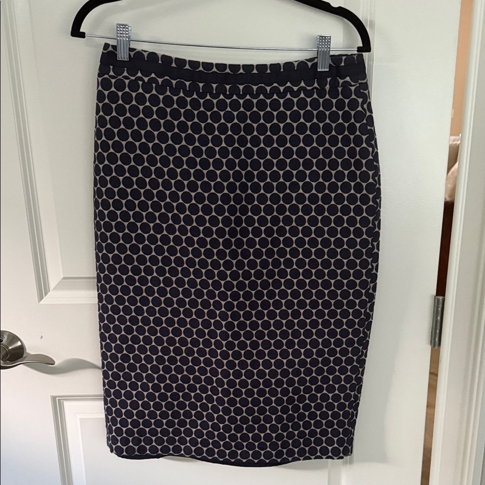 Boden Navy and White Geometric Pencil Skirt